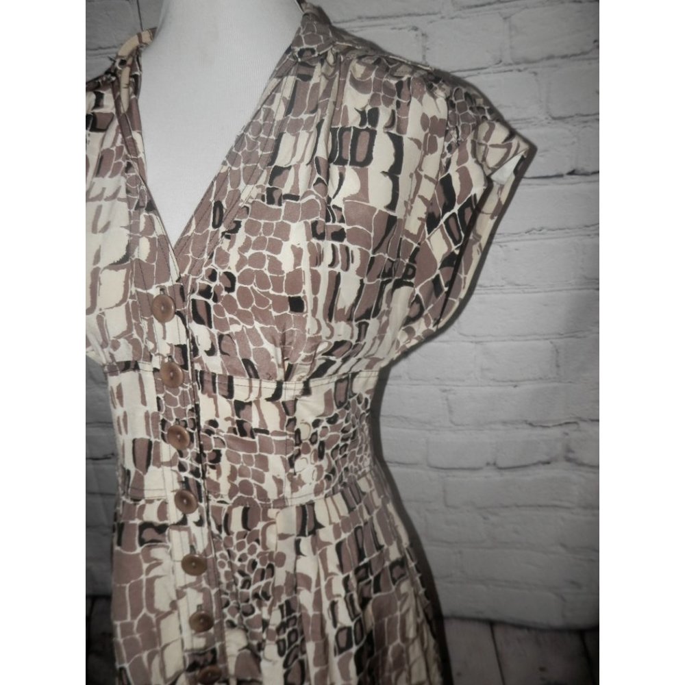 Nanette Lepore Dress Silk 6 Beige Taupe Button Up - Picture 2 of 5